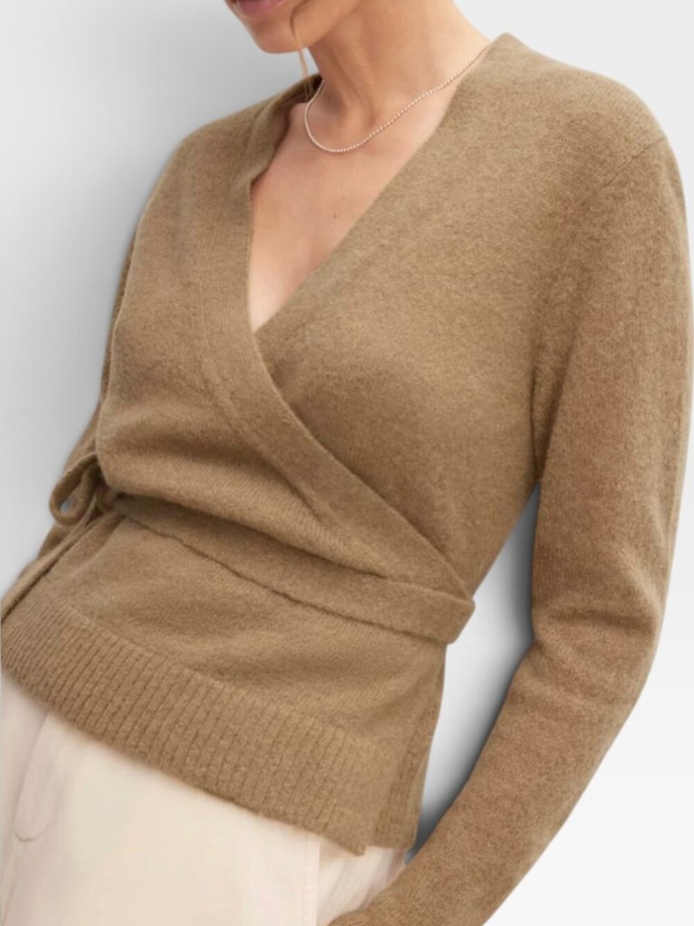 Everlane Alpaca Wrap Sweater Tan